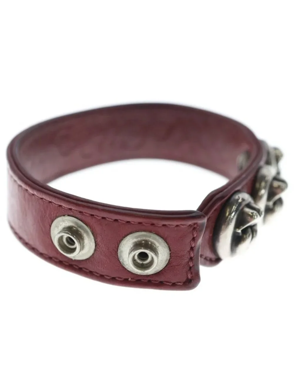 Chrome Hearts L&t Lip and Tan 3 Buttons 2 Snaps Leather Bracelet